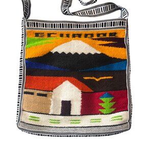 BOHO Ecuador Woven Crossbody Bag Mountain House  Hippie Festival Beach Travel